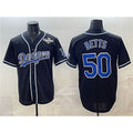 Carri Los Angeles Dodgers #50 Mookie Betts Black  Fashion 2025 World Series Cool Base Stitched Jersey
