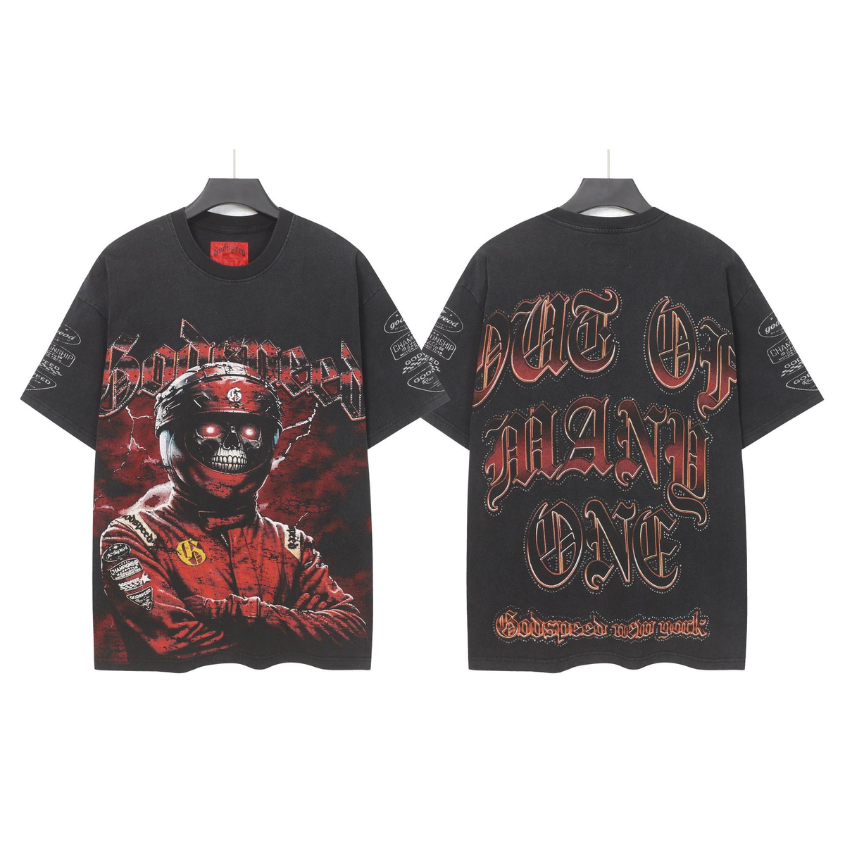 Carri Fashion God Style Hip-Hop West Coast Graffiti Unisex Loose High-Definition Print Cotton T-Shirt