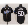 Carri Los Angeles Dodgers #50 Mookie Betts Black White  Cool Base Stitched Jersey