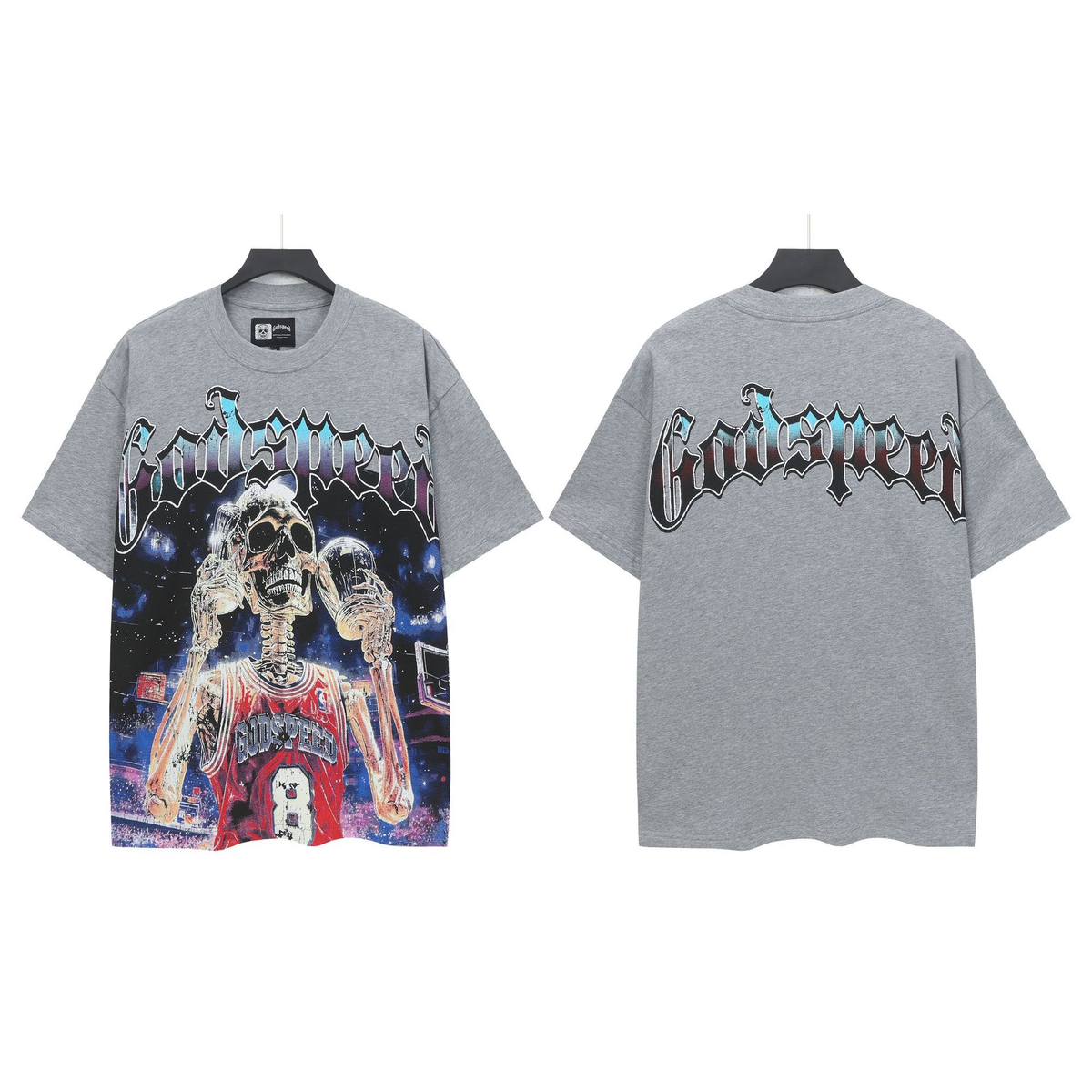Carri Fashion God Style Hip-Hop West Coast Graffiti Unisex Loose High-Definition Print Cotton T-Shirt