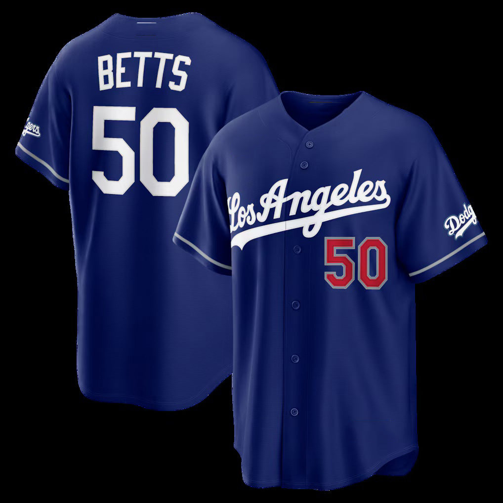 Carri Los Angeles Dodgers #50 Mookie Betts Royal  Alternate Stadium Jersey