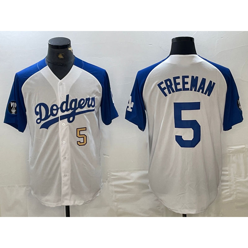 Carri Los Angeles Dodgers #5 Freddie Freeman Number White Blue  Fashion Stitched Cool Base Limited Jersey 3
