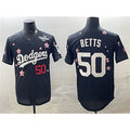 Carri Los Angeles Dodgers #50 Mookie Betts Black  2025 World Series Patch Tokyo Series Limited Stitched Jersey