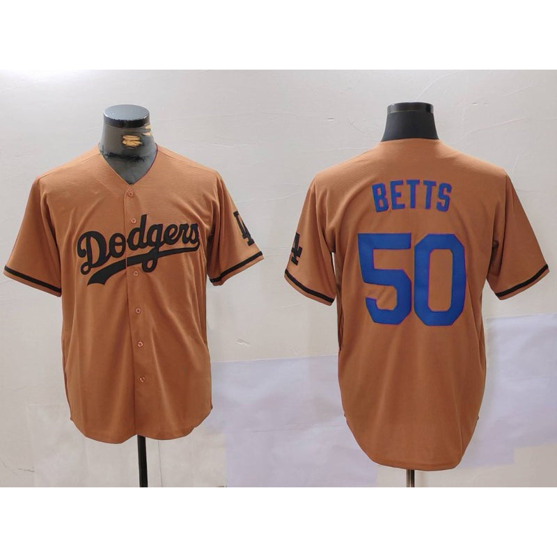 Carri Los Angeles Dodgers #50 Mookie Betts Olive  Cool Base Limited Stitched Jersey