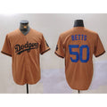 Carri Los Angeles Dodgers #50 Mookie Betts Olive  Cool Base Limited Stitched Jersey