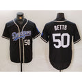 Carri Los Angeles Dodgers #50 Mookie Betts Number Black  White Cool Base Stitched Jerseys
