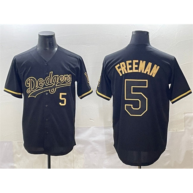 Carri Los Angeles Dodgers #5 Freddie Freeman Black Gold  Limited Stitched Jersey