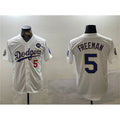 Carri Los Angeles Dodgers #5 Freddie Freeman White Gold  2024 World Series With No. 34 Patch Home Limited Stitched Jersey