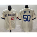 Carri Los Angeles Dodgers #50 Mookie Betts Number Cream  2024 City Connect Limited Stitched Jersey 2