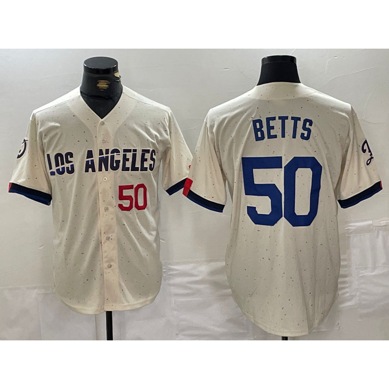 Carri Los Angeles Dodgers #50 Mookie Betts Number Cream  2024 City Connect Limited Stitched Jersey 2