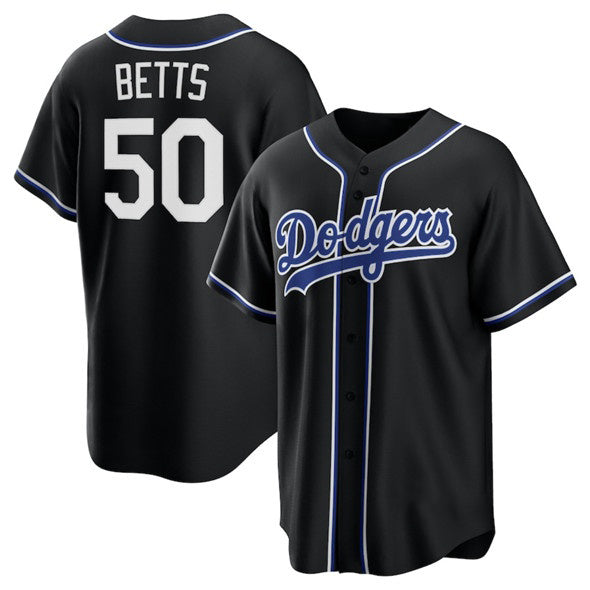 Carri Los Angeles Dodgers #50 Mookie Betts Black  Lights Out Limited Stitched Jersey
