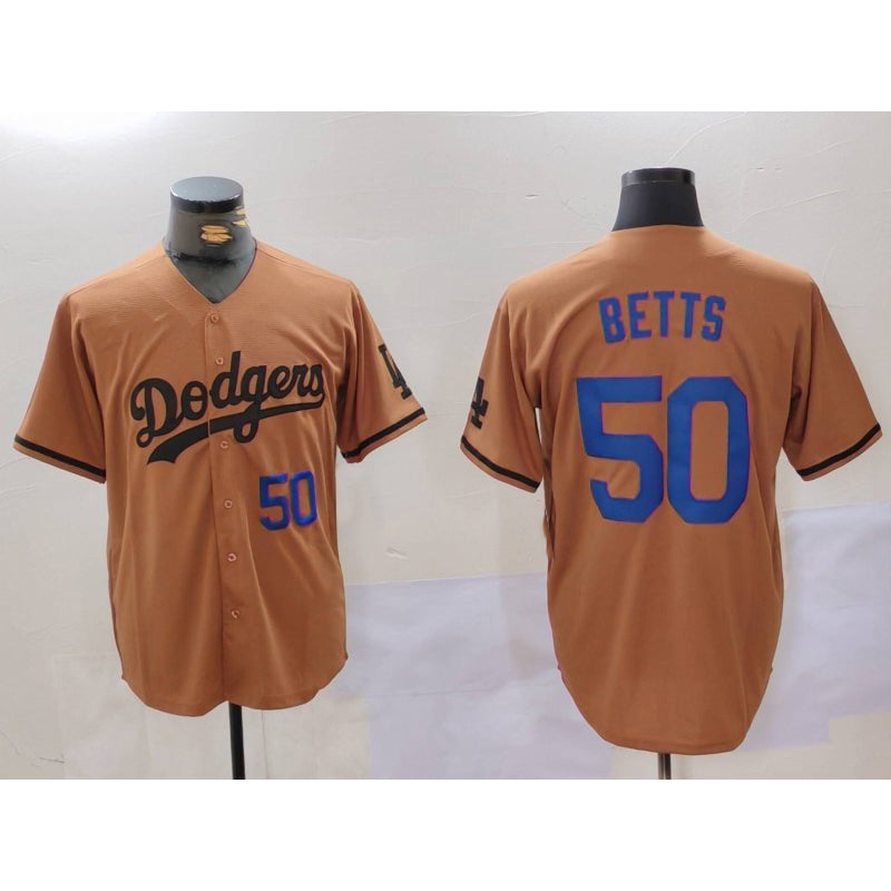 Carri Los Angeles Dodgers #50 Mookie Betts Number Olive  Cool Base Limited Stitched Jerseys