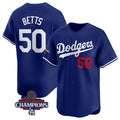 Carri Los Angeles Dodgers #50 Mookie Betts Royal  2024 World Series Champions Alternate Limited Stitched Jersey