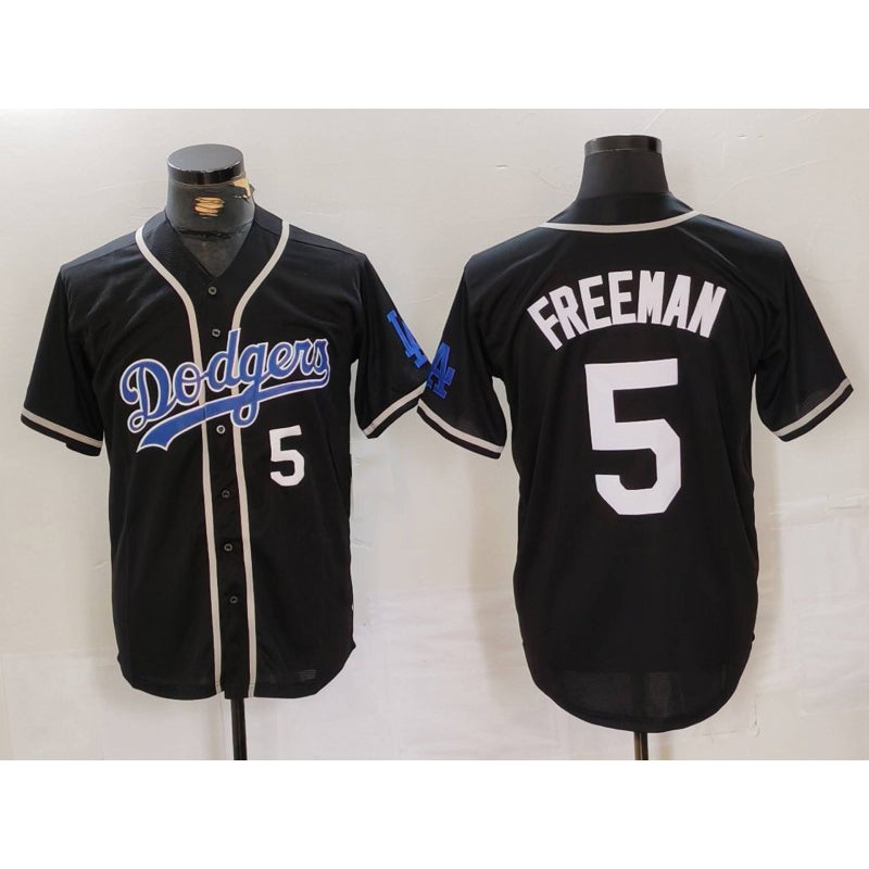 Carri Los Angeles Dodgers #5 Freddie Freeman Number Black  Cool Base With Patch Stitched Jerseys