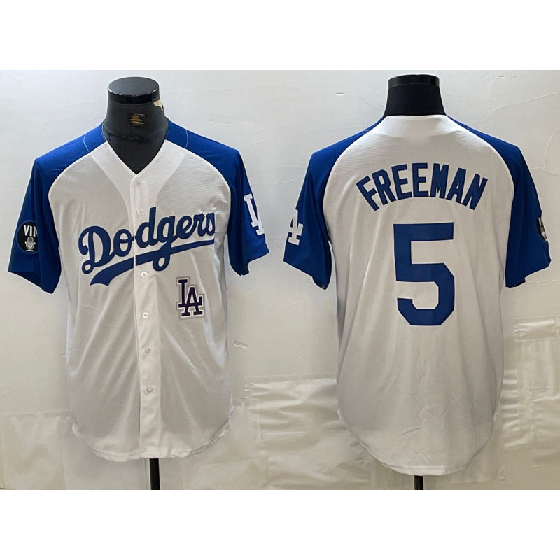 Carri Los Angeles Dodgers #5 Freddie Freeman White Blue  Fashion Stitched Cool Base Limited Jersey 2