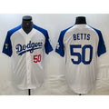 Carri Los Angeles Dodgers #50 Mookie Betts Number White Blue  Fashion Stitched Cool Base Limited Jerseys