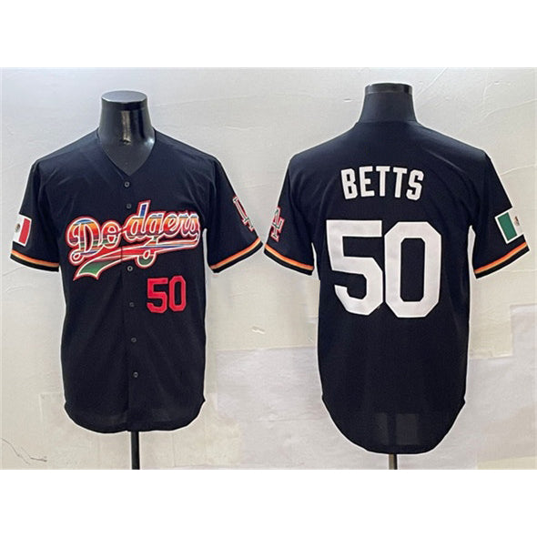 Carri Los Angeles Dodgers #50 Mookie Betts Black  Mexico Limited Stitched Jersey