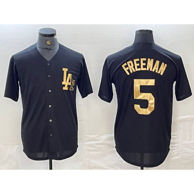 Carri Los Angeles Dodgers #5 Freddie Freeman Black Gold  Cool Base Stitched Jersey