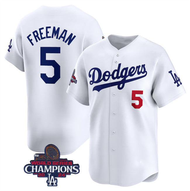 Carri Los Angeles Dodgers #5 Freddie Freeman White  2024 World Series Champions Home Limited Stitched Jersey