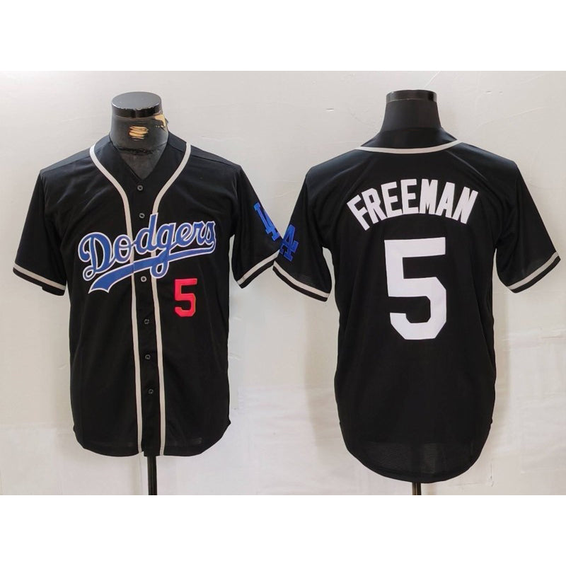 Carri Los Angeles Dodgers #5 Freddie Freeman Number Black  Cool Base With Patch Stitched Jersey 2