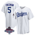 Carri Los Angeles Dodgers #5 Freddie Freeman White  2024 World Series Champions Cool Base Stitched Jersey