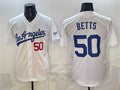 Carri Los Angeles Dodgers #50 Mookie Betts White  Alternate Stadium Stitched Jersey