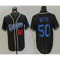 Carri Los Angeles Dodgers #50 Mookie Betts Number Black  Cool Base With Patch Stitched Jersey 2