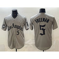 Carri Los Angeles Dodgers #5 Freddie Freeman Grey  LA Gothic Style With 2025 World Series Champions Patch Limited Stitched Jersey
