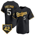 Carri Los Angeles Dodgers #5 Freddie Freeman Black Gold  With Jackie Robinson Patch Limited Stitched Jersey