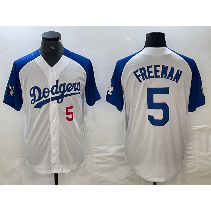 Carri Los Angeles Dodgers #5 Freddie Freeman Number White Blue  Fashion Stitched Cool Base Limited Jerseys