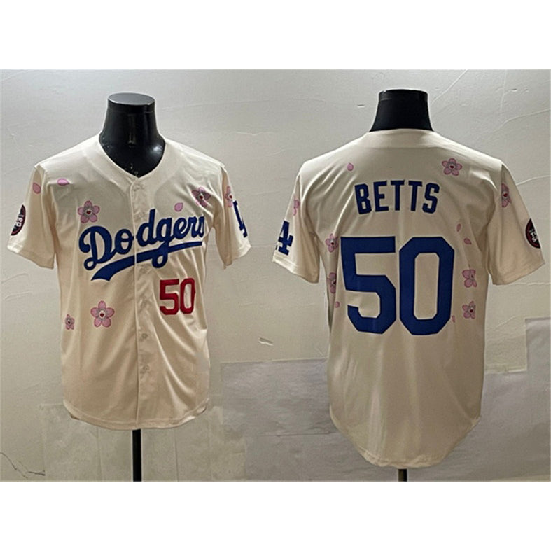 Carri Los Angeles Dodgers #50 Mookie Betts Cream  2025 Tokyo Series Limited Stitched Jersey