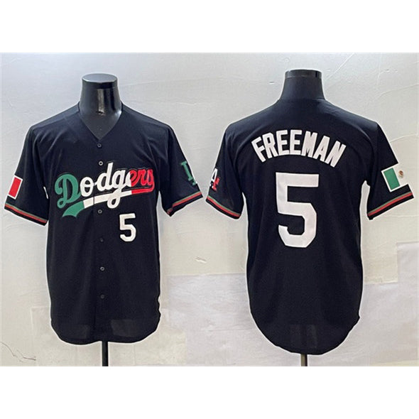 Carri Los Angeles Dodgers #5 Freddie Freeman Black  Mexico Flag Limited Stitched Jersey