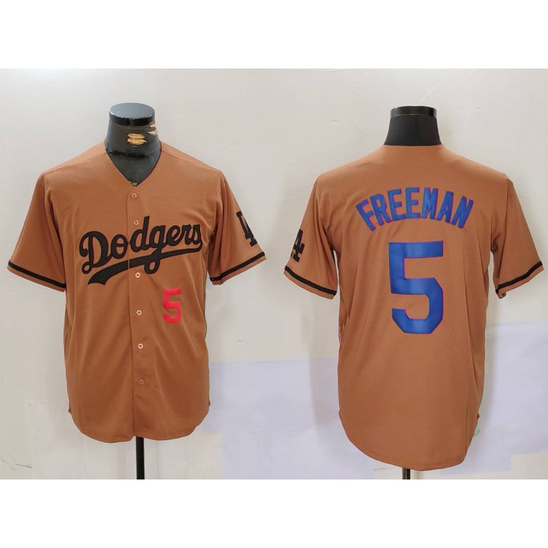 Carri Los Angeles Dodgers #5 Freddie Freeman Number Olive  Cool Base Limited Stitched Jersey 2