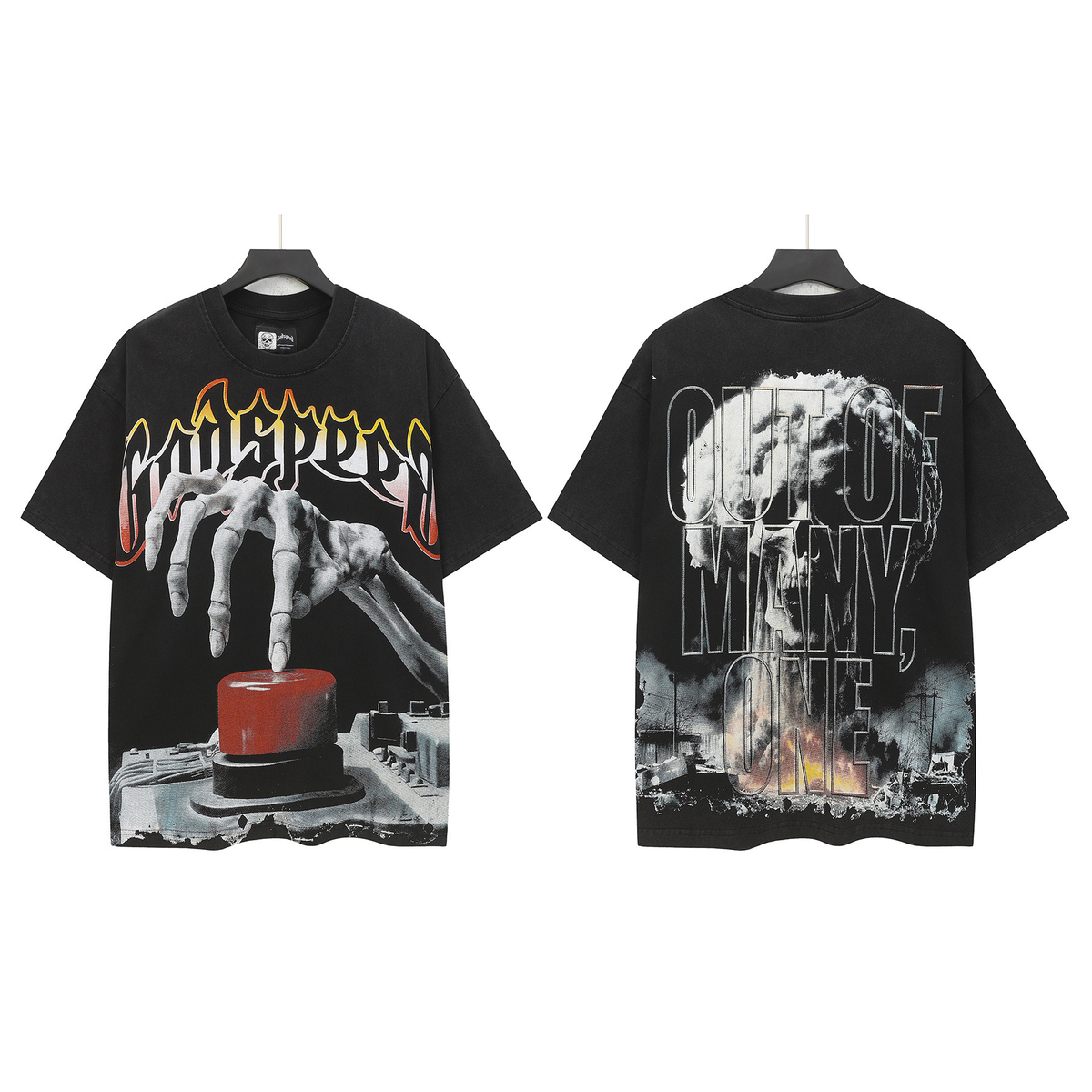 Carri Fashion God Style Hip-Hop West Coast Graffiti Unisex Loose High-Definition Print Cotton T-Shirt