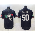 Carri Los Angeles Dodgers #50 Mookie Betts Black  Mexico Flag Limited Stitched Jersey