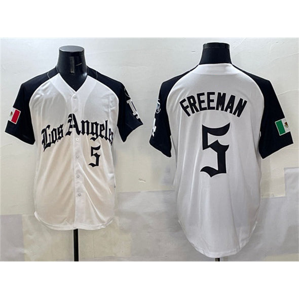 Carri Los Angeles Dodgers #5 Freddie Freeman White Black  Mexico 2025 LA Gothic Style With Fernando Patch Vapor Premier Limited Stitched Jersey