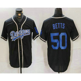 Carri Los Angeles Dodgers #50 Mookie Betts Black  Cool Base With Patch Stitched Jersey