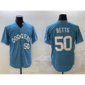 Carri Los Angeles Dodgers #50 Mookie Betts Light Blue  Limited Stitched Jersey