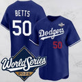 Carri Los Angeles Dodgers #50 Mookie Betts Blue  2025 World Series Vapor Limited Stitched Jersey