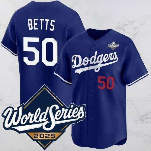 Carri Los Angeles Dodgers #50 Mookie Betts Blue  2025 World Series Vapor Limited Stitched Jersey