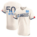 Carri Los Angeles Dodgers #50 Mookie Betts Cream  City Connect Elite Jersey