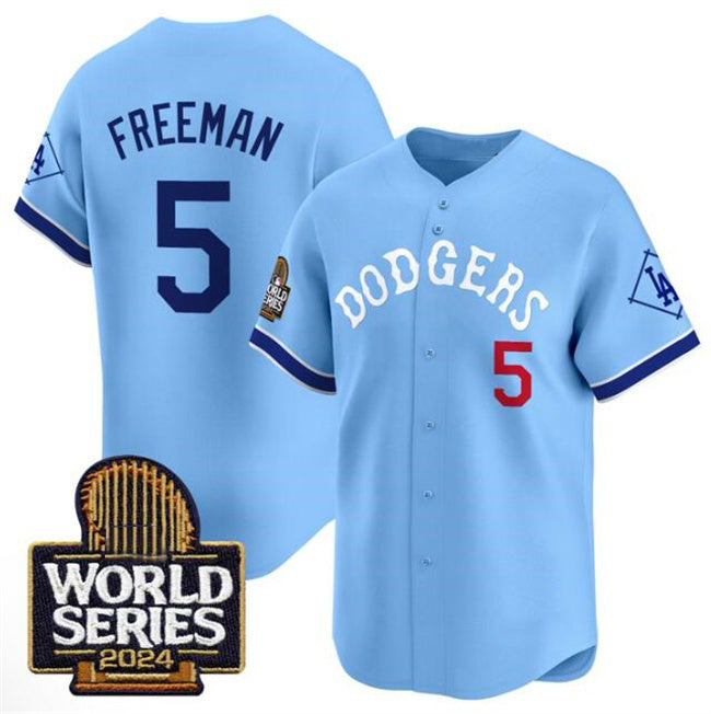 Carri Los Angeles Dodgers #5 Freddie Freeman Blue  With 2024 World Series Patch Vapor Premier Limited Stitched Jersey