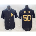 Carri Los Angeles Dodgers #50 Mookie Betts Black Gold  Cool Base Stitched Jersey