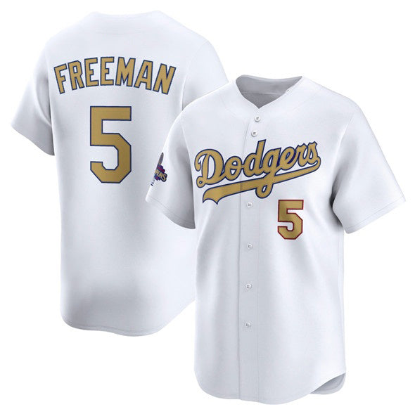 Carri Los Angeles Dodgers #5 Freddie Freeman White  2025 Gold Collection Limited Stitched Jersey