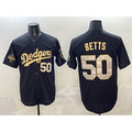Carri Los Angeles Dodgers #50 Mookie Betts Black Gold  2025 World Series Champions Patch Limited Stitched Jersey