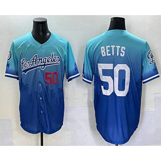 Carri Los Angeles Dodgers #50 Mookie Betts Blue  2025 City Connect Limited Stitched Jersey