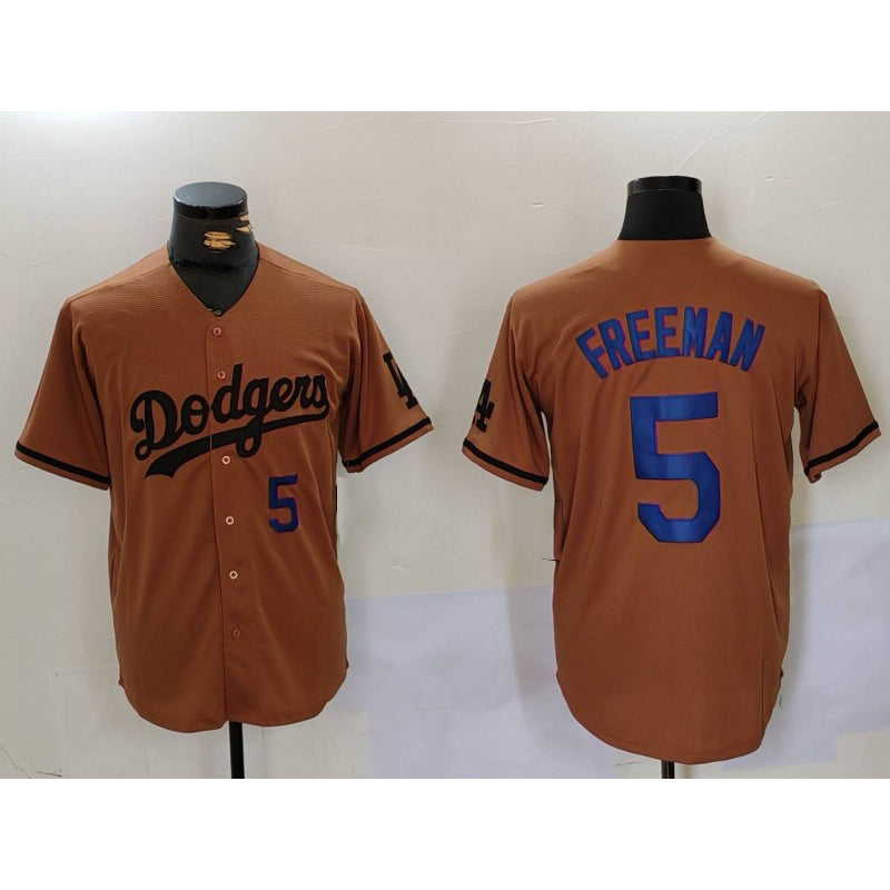 Carri Los Angeles Dodgers #5 Freddie Freeman Number Olive  Cool Base Limited Stitched Jerseys