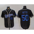 Carri Los Angeles Dodgers #50 Mookie Betts Number Black  Cool Base With Patch Stitched Jerseys