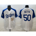Carri Los Angeles Dodgers #50 Mookie Betts Number White Blue  Fashion Stitched Cool Base Limited Jersey 3