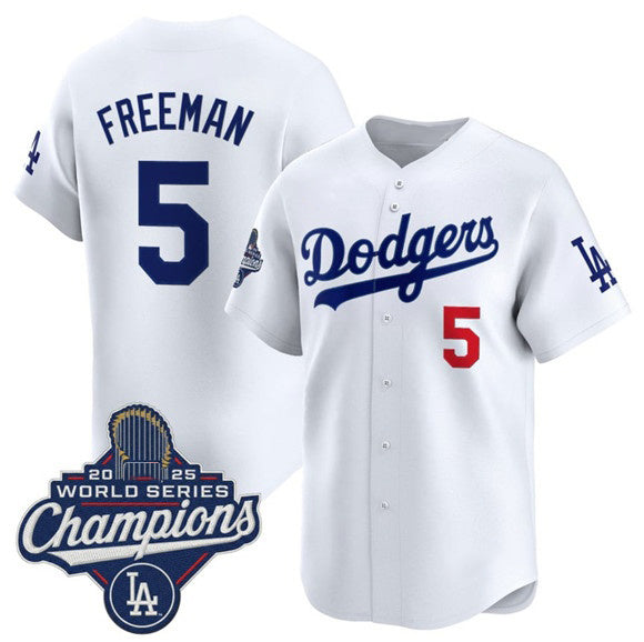 Carri Los Angeles Dodgers #5 Freddie Freeman White  2025 Champions Stitched Jersey